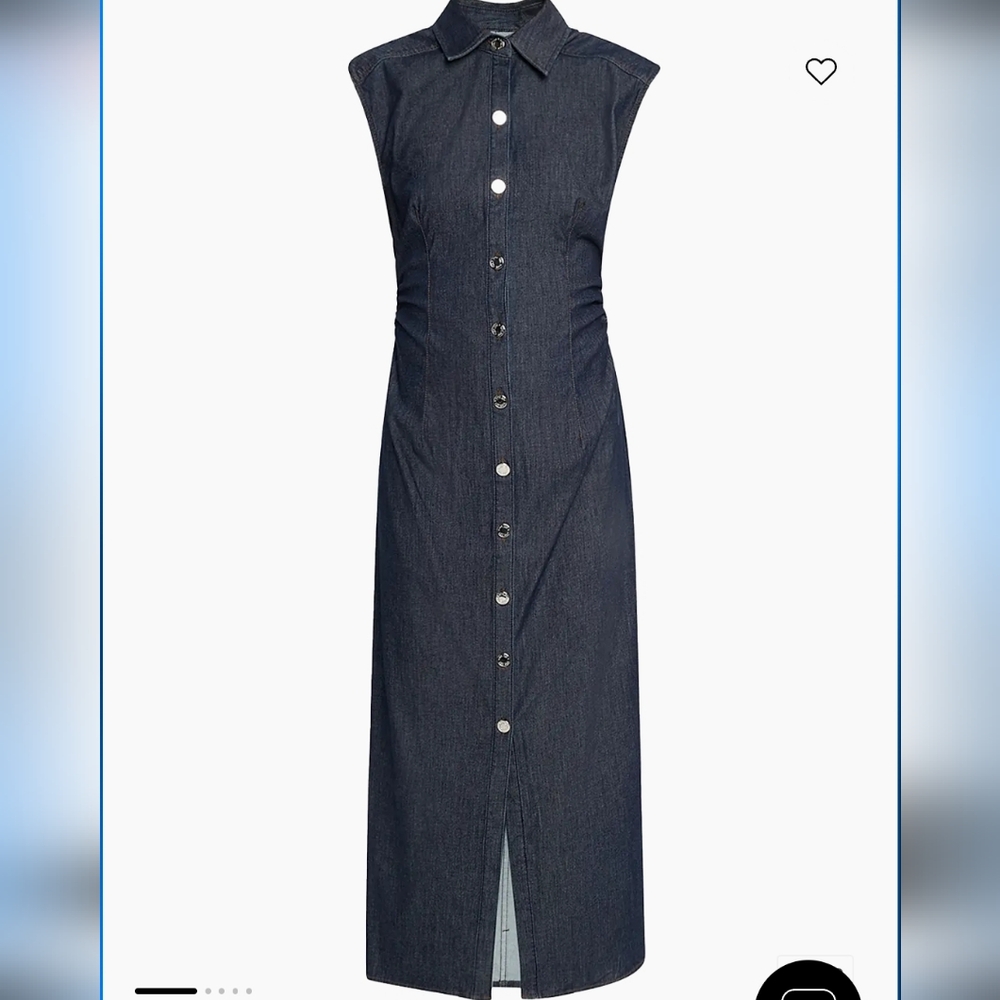 rag & bone Sleeveless Dark Indigo Button-Front Midi Dress